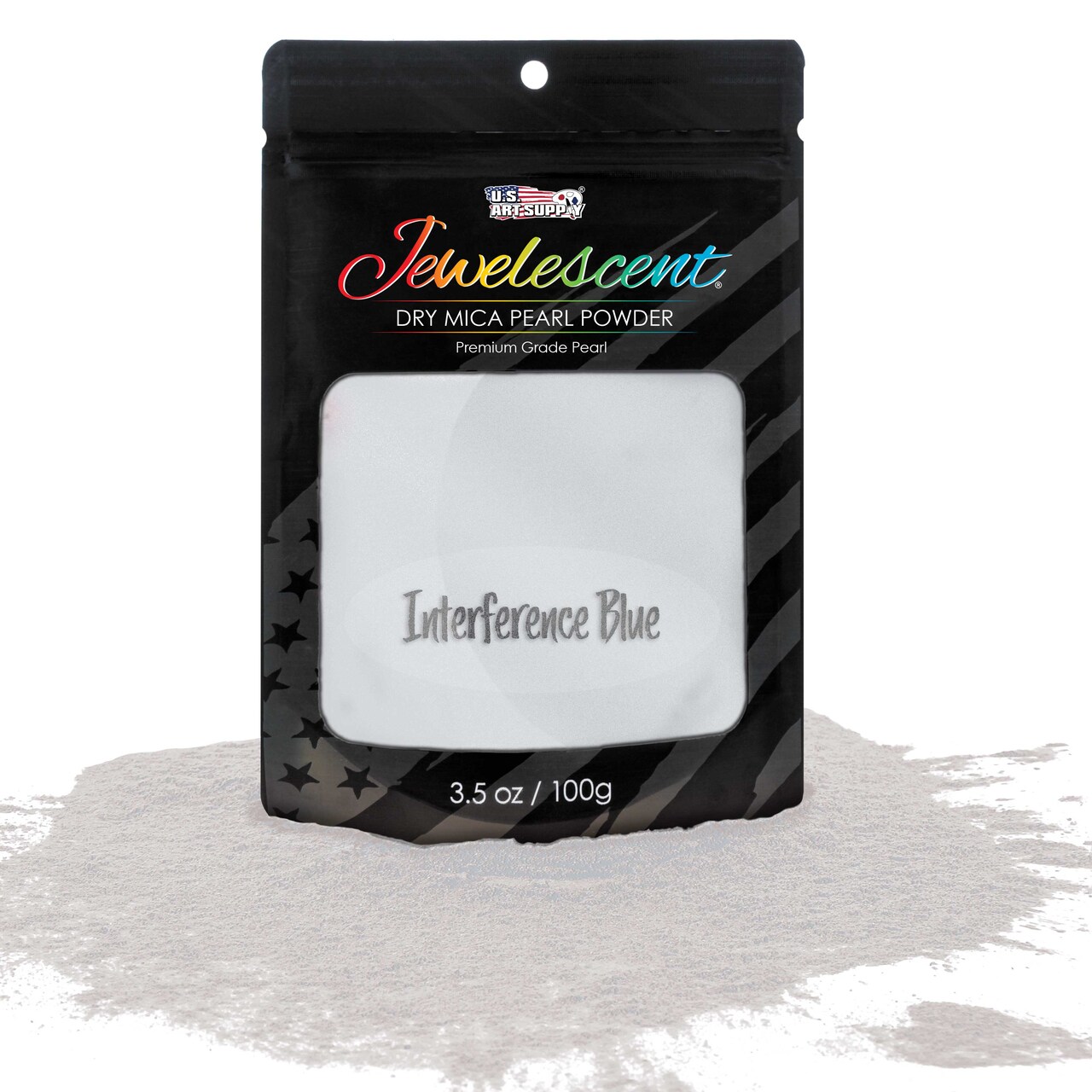 Jewelescent Mica Pearl Pigment Powder, Interference Blue 3.5 oz (100g) Pouch - Cosmetic Grade, Epoxy Resin Color Pigment, Mica Powder for Resin, Soap, Slime, Candle Dye, Art, Crafts